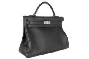 Hermès Kelly 40 Noir / Black Fjord Palladium Hardware - Image 3