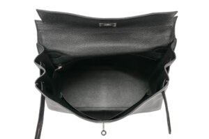 Hermès Kelly 40 Noir / Black Fjord Palladium Hardware - Image 10