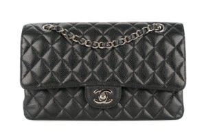 Chanel Medium Double Classic Flap Black Caviar Silver Hardware