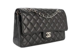 Chanel Medium Double Classic Flap Black Caviar Silver Hardware - Image 3