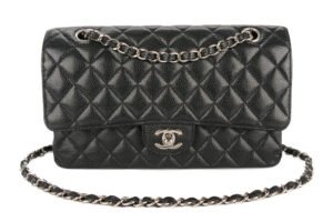 Chanel Medium Double Classic Flap Black Caviar Silver Hardware - Image 8