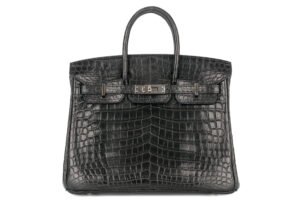 Hermès Birkin 25 Noir – Black Matte Crocodile Palladium Hardware