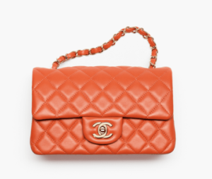Chanel Mini Classic Handbag Lambskin & Gold-Tone Metal Dark Orange