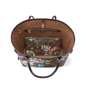 Louis Vuitton Neverfull MM Floral Monogram Canvas Gold Hardware - Image 4